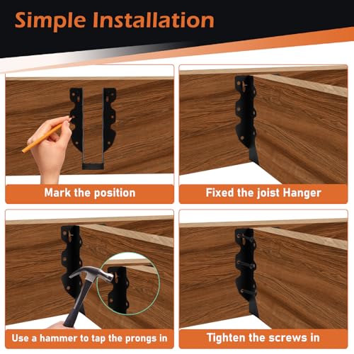 16-Pcs-2x8-Joist-Hanger-Black-Powder-Coated-Joist-Hangers-Rafter-Brackets-for-Floor-Deck-and-Ceiling-Joists