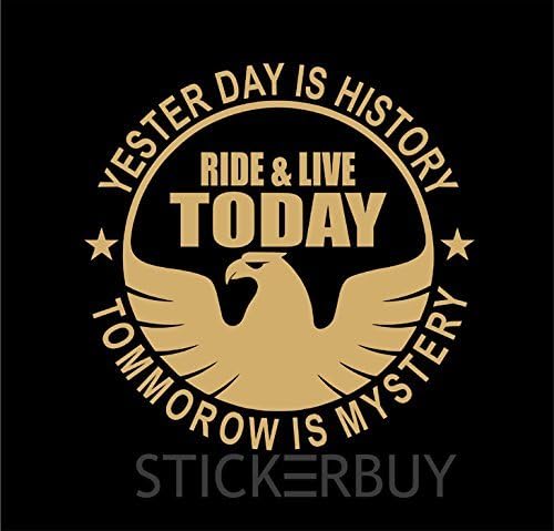 stickerbuy Ride & Live Today Customized Bike Sticker Gold Reflector Design Standard Size for Sides Tank