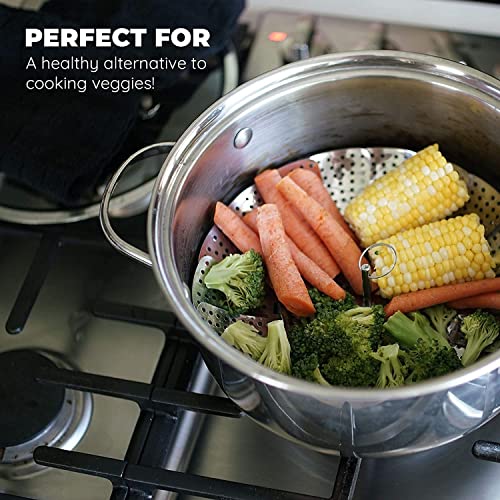 Image of BEYOND BASIC Stainless steel Big 30cm Folding Vegetable Steamer Basket Collapsible Steamer basket for vegetable Cooking, fish and baby food steamer, Big and Expandable Fit Various Size Pot (Silver)