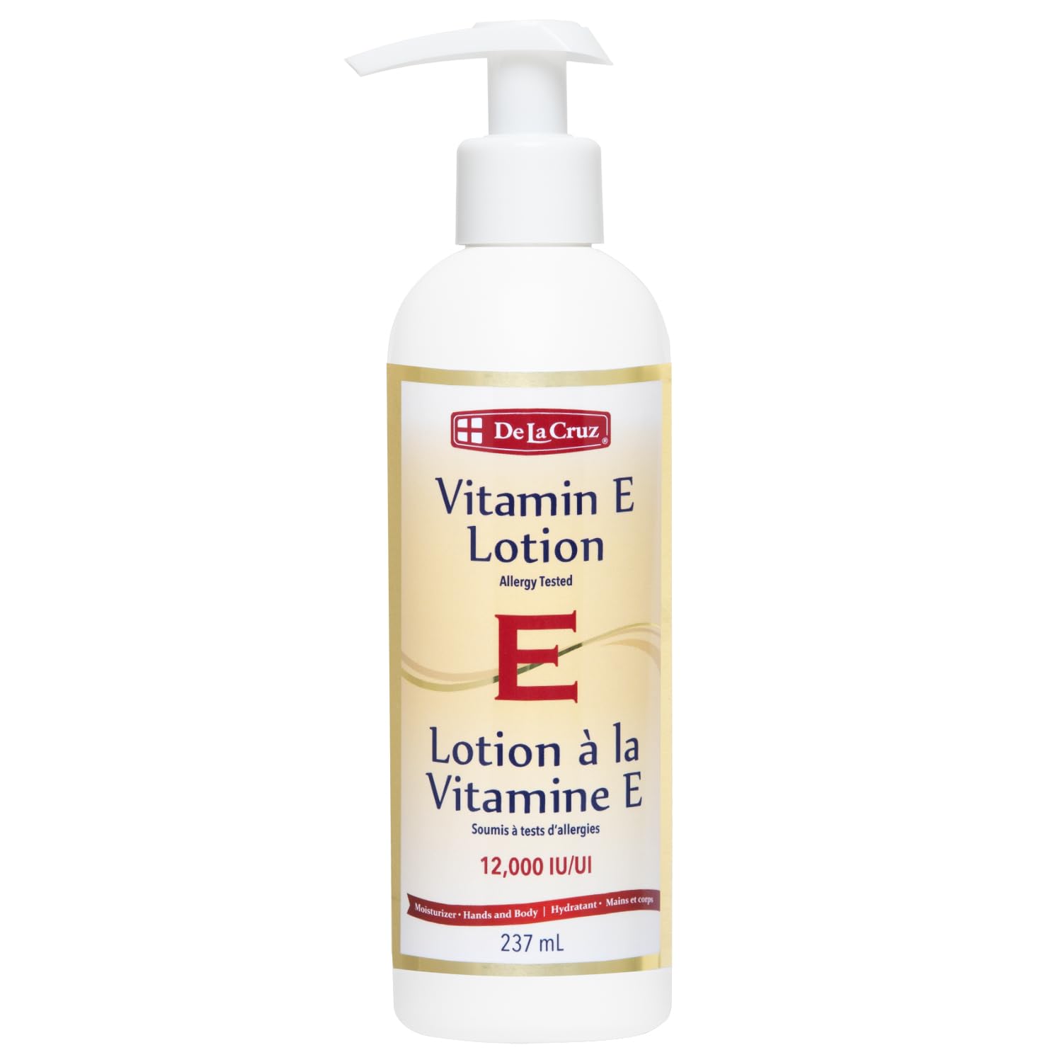 De La Cruz Vitamin E Lotion for Dry Skin 12,000 IU with Avocado Oil, Almond Oil & Aloe Vera.vitamin e moisturizer, Moisturizing body lotion and face lotion for All Skin Types 8 FL OZ Made in USA
