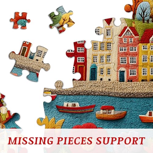 Rompecabezas PICKFORU de 1000 piezas con tema de pueblo bordado y flores, para adultos, decoración para el hogar miniatura 5