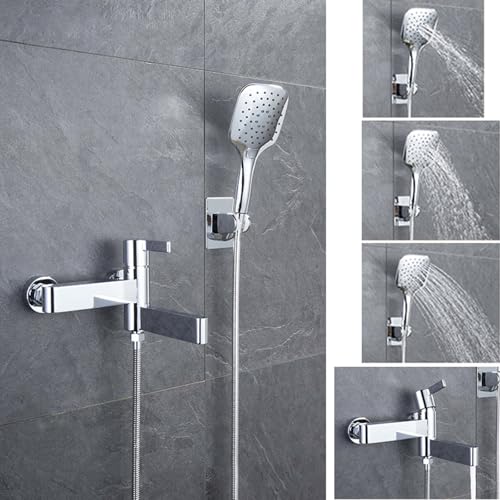 Ensemble de robinet de douche mural chromé avec mitigeur de baignoire pivotant