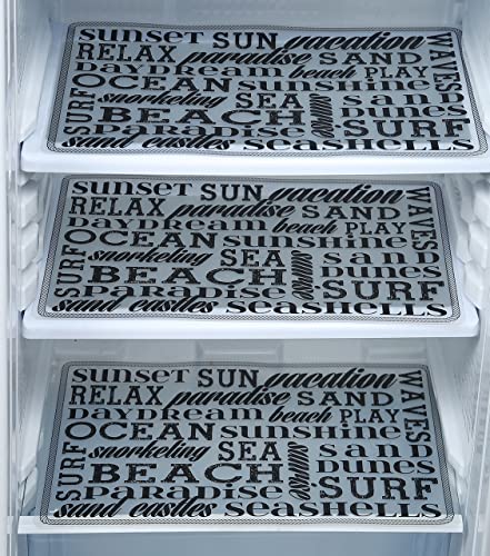 Image of Waterproof PVC Refrigerator Drawer Mats /Multipurpose Mat /Fridge Mats Set of 3 Pcs (Alphabet Black, Size-17.5X11.5 Inch)