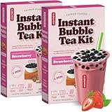 Pocas Bubble Tea Kit, Strawberry 2-Pack – Instant Milk Tea Powder With Authentic Tapioca Pearls For Instant Bubble Tea, 10 Kits