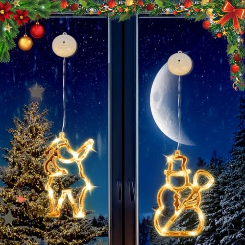 KLYNGTSK 2 Stück Weihnachtsbeleuchtung Fenster Innen Lichterkette...