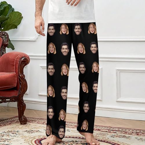 Custom Pajama Pants for Men Women Personalized Face Pajama with Pockets Customize funny pj pants Gift for Family Couple3