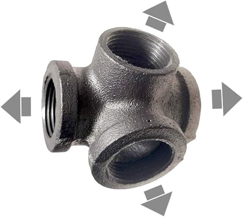 Miniatura 2 de Conector de codo de salida lateral de 4 vías de hierro maleable negro en ángulo recto (paquete de 1) (34 INCH)