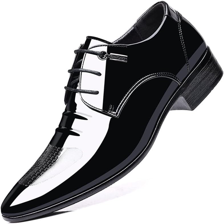 Men’s Glitter Faux Patent Leather Tuxedo Derby Dress Shoes Modern Lace-up Formal Oxford