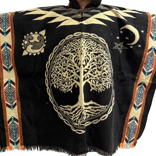 Image of Gamboa Mexican Poncho for Men - Alpaca Wool