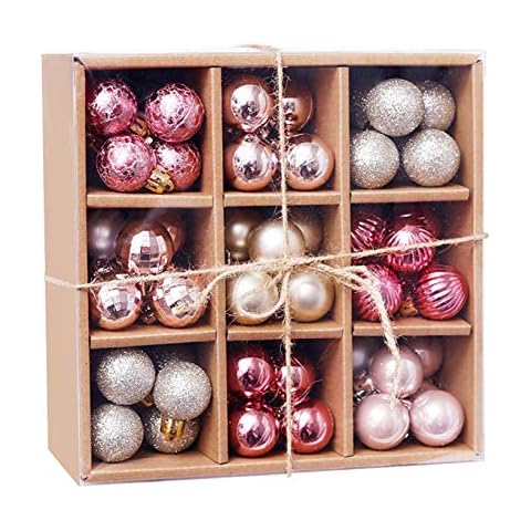 Yue668 Long Lasting 99PCS Christmas Balls 3cm Baubles Xmas Tree Lightweight Ornaments Shatterproof Christmas Tree Decoration for Holiday Wedding Party Decoration (Pink) Cover