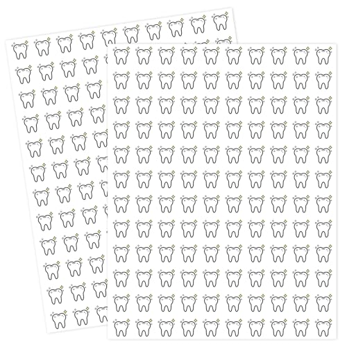 AnyDesign 2400 Pcs Tooth Mini Stickers Paper Decals Cartoon Teeth Self-Adhesive Stickers for Dentists Clinics Teacher Rewards DIY Crafts Gift Wrapping 0.4 in