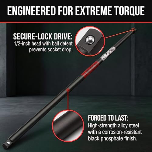 Image of 1 /2 inch Drive Impact Extension Bar, 36 Inch Length Socket Extension, CR-V Steel, Narrow and Deep Areas in Automobile Maintenance, Mechanical Assembly or Industrial Operations