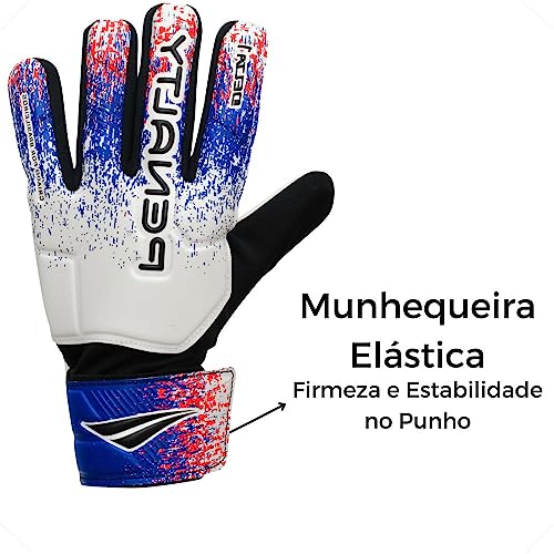 Luva de Goleiro Penalty Adulto Delta 1 Para Todos os Pisos Cor:Branco+Azul;Tamanho:8;Gênero:Unissex