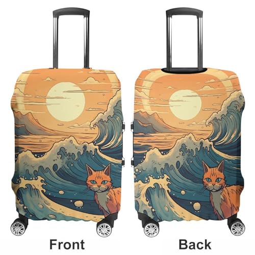 Anime Style Cat Luggage Cover Elastic Luggage Covers for Suitcase Travel Luggage Covers Anti-Scratch Washable Suitcase Sleeve Fits 19-32 Inch Luggage3