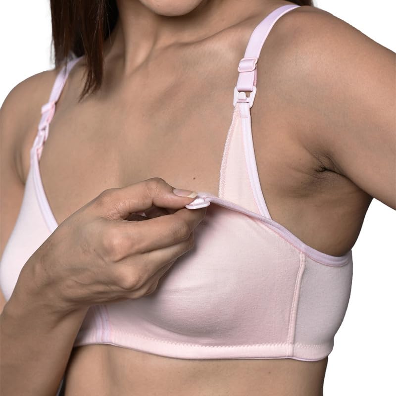 Image of Inner Sense Organic Cotton Bamboo Nursing Bra for Women I High Coverage Feeding Bra with Lace Detailing on Neckline I Non Padded Maternity Wear with Wirefree Design