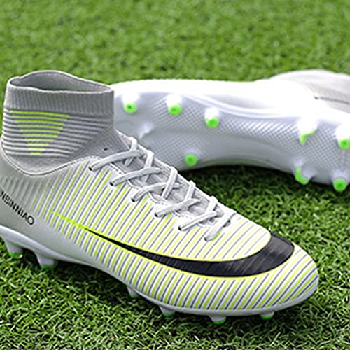 WOWEI Voetbalschoenen voor heren, professionele noppen met spikes, hoge top, voetbalschoenen, sport, outdoor, atletieks, jongeren, volwassenen, sneakers, trainingsschoenen, voetballaarzen, wit 3, 38 EU - Image 5