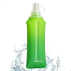 Garrafa de Água Dobrável 500ml Corrida Portátil Esportiva Flexível Silicone Bico Antivazamento BPA Free Bike Ciclismo Camping (Verde)