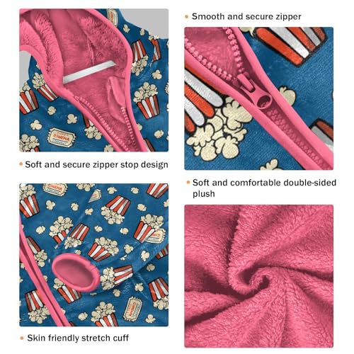 Popcorn Toddler Fleece Jacket Baby Girls Hooded Zipper Long Sleeve Thick Warm Outerwear 3-10 Years3