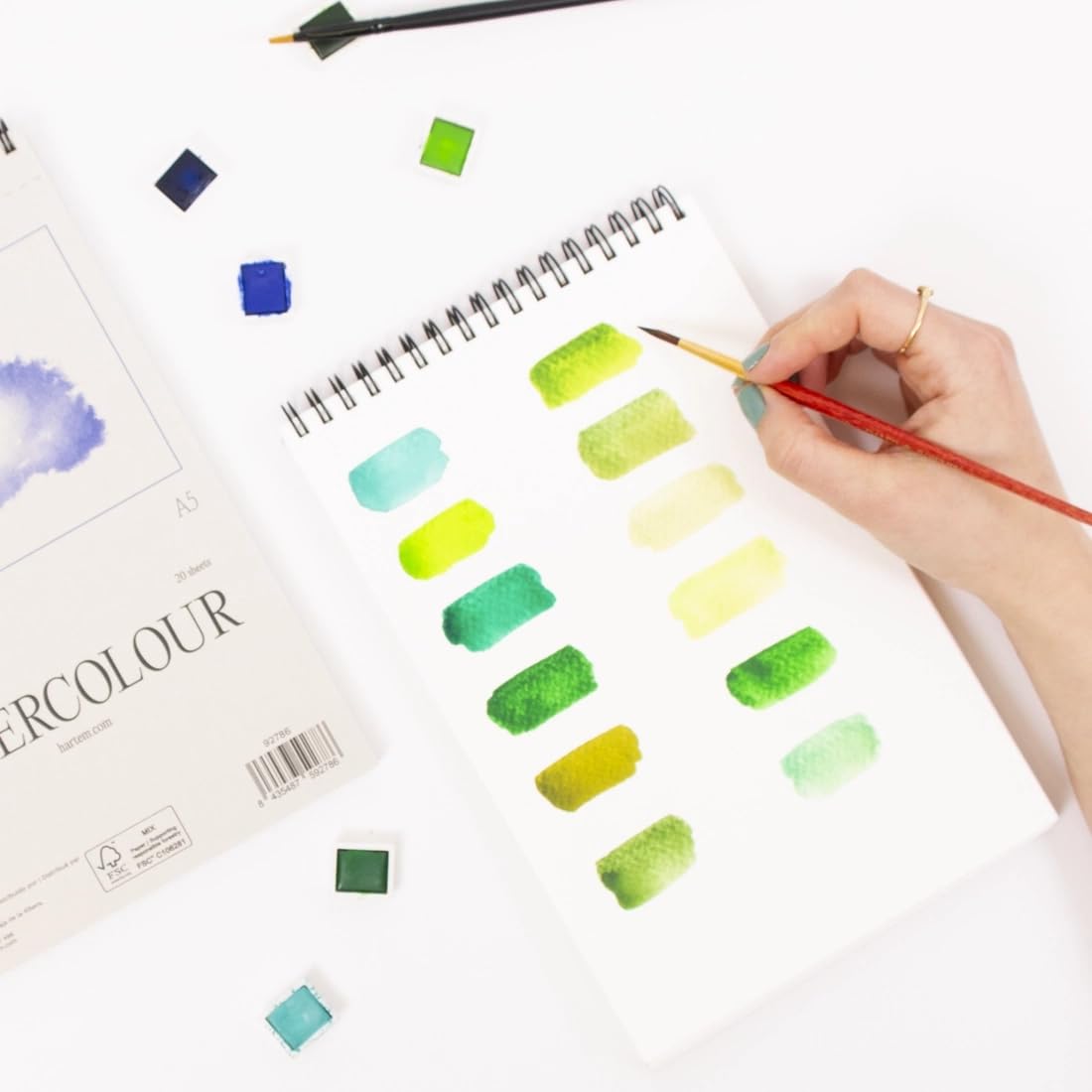 Hartem Aquarelblok met 30 verlijmde vellen, gewicht 300 g/m², formaat A4 (29,7 x 21 cm