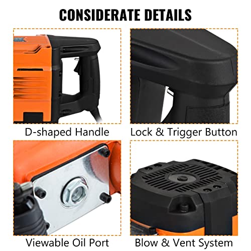 ZHELLY 1500 W elektrischer Abbruch-Schlaghammerbohrer mit 2 Meißeln Hochleistungs-Schlaghammer Betonbrecher Hackschlag… – Bild 6