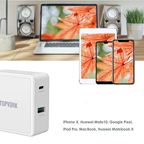 TOPVORK USB C 49.5W Caricabatterie da Muro, Power