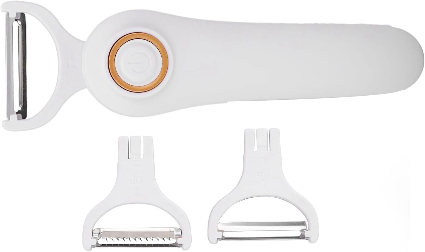 Electric Fruit Peeler, ABS USB Rechargeable Handheld Potato Peeler Dual Chip Practical Electric Potato Peeler Vegetable Peeler with 3 Cutter Heads, for Home Potato