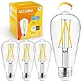 Hizashi LED Edison Bulbs, 6W, Equivalent 60W, Dimmable E26 LED Bulb, 3000K Soft White, 95+ CRI 700 Lumens, ST19 Vintage Light Bulbs, Clear Glass, Pack of 4