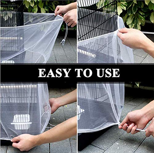 Jutta Bird Cage Seed Catcher Parrot Cage Mesh Skirt Universal Birdcage Cover Birdseed Nylon Net Guard Extra Large (Not Include Birdcage) (White) #TOP5