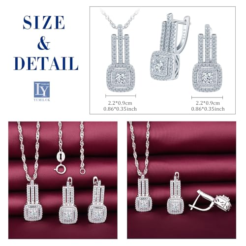 Juego de joyas de plata 925 de collar y pendientes Yumilok regalo para mujer 2
