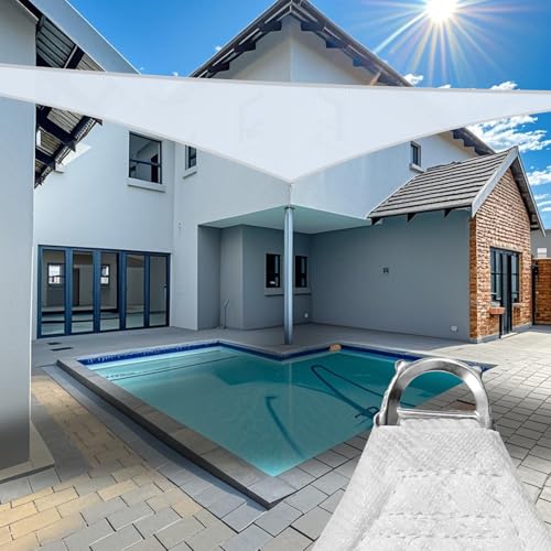 Reinforced 17' x 37' x 40.7' Custom Size White Sun Shade Sail (T283) Canopy Awning for Patio Backyard Lawn Garden Outdoor Activities UV Block Mesh Netting, We Can Make s