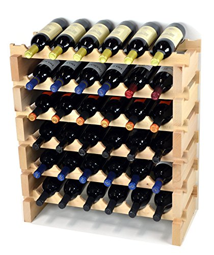 Wine Rack Wood -36 Bottles Modular Hardwood Wine Racks (6 bottles x 6 shelves)