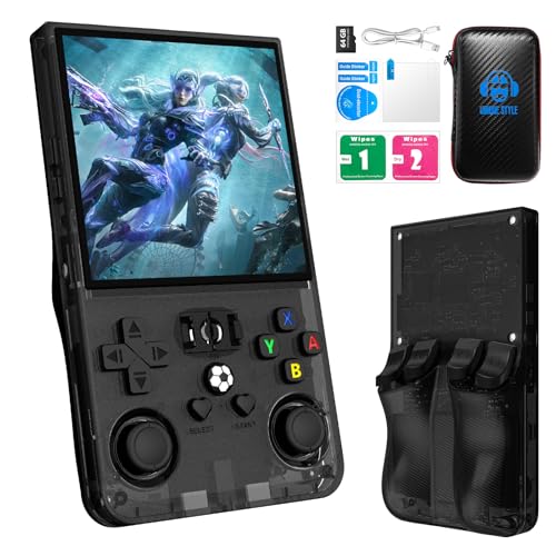 Image of R36MAX Retro Handheld Game Console, 4.0'' 720x720 IPS Screen, Built-in 18,000+ Classic Game, Portable Hand Held Open Source Linux System, 4000mAh Battery Retro Gaming Console(Transparent Black 61GB)