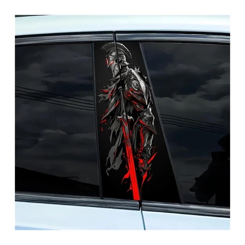 Decorative Items 2pcs Car Center Pillar Sticker Spartan Warrior Defense Auto B-Pillar Waterproof Protective Film