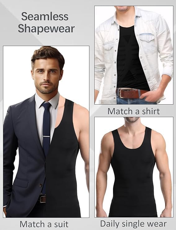 Men's Compression Shirt Slimming Body Shaper Tummy Control Men Shapewear Undershirt Tank Top for Gynecomastia - Image 6