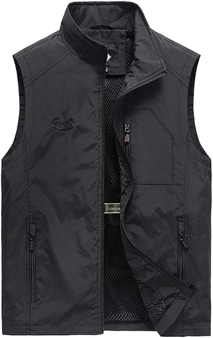 Men's Mesh Vest, Lightweight Casual Gilet with Pockets, Summer Outdoor