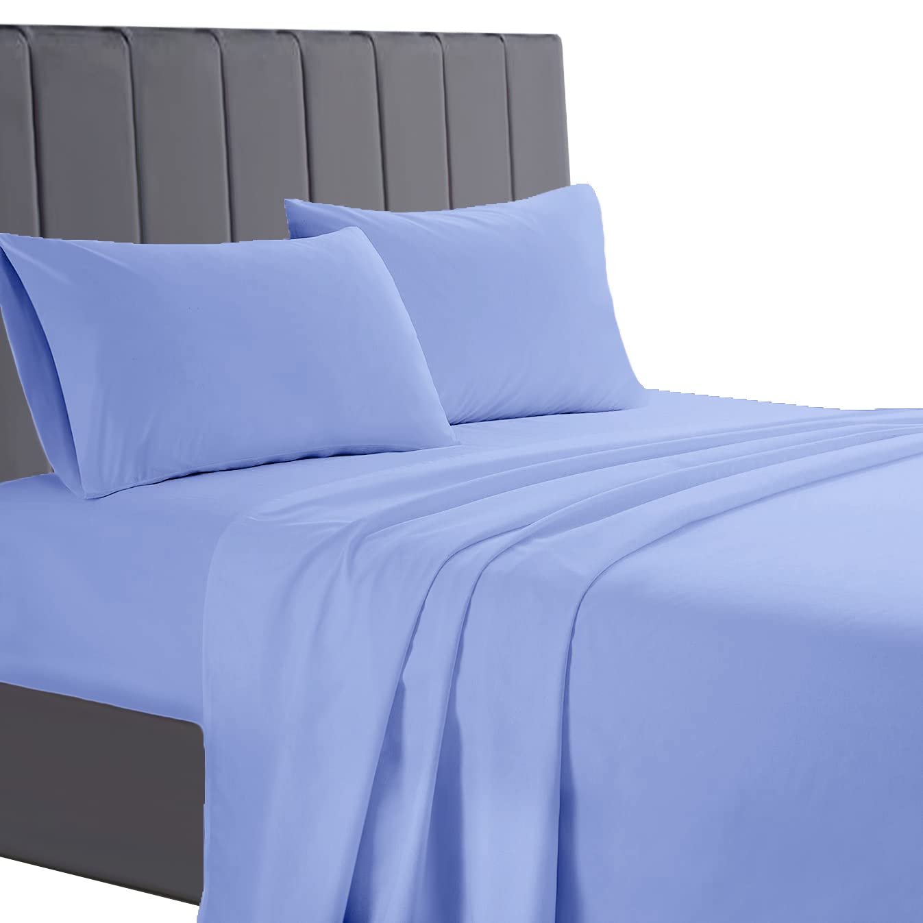 AATH COLLECTION Egyptian Cotton Flat Sheets, 200 Thread Count Single, Double, King, Super King Flat Bed Sheets, Soft & Fade Resistant (Super King, Blue)