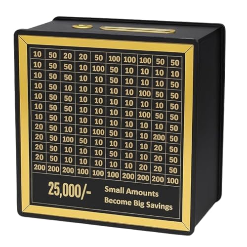 Image of Premium Wooden Money Bank with Lock - Vintage Coin Saving Box for All Ages - Ideal for Cash, Coins, Donations & Home Decor (25K Money Box, 1, Count)