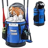 VIGERARI Baseball Bucket Bag- Coach Bag-Expandable Softball Bucket Organizer with Padded Seat-Coach Gifts-Training Equipment, Baseball Gear, Accessories