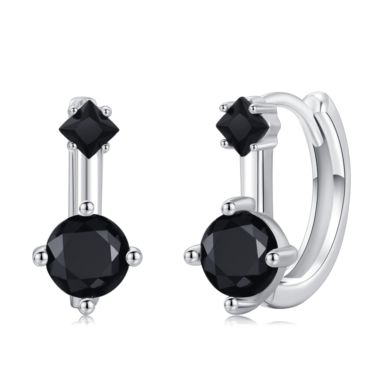 Black Cubic Zirconia Earring 925 Sterling Silver CZ Round Cut Dangle Earrings Hypoallergenic Leverback Earrings Fashion Jewelry Gifts Christmas for Women Men