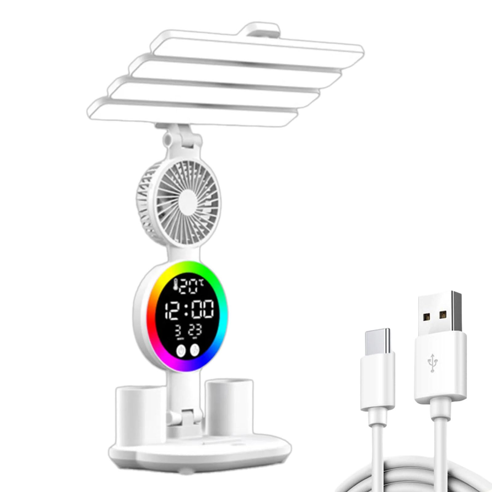 Hsioluted LED Desk Lamp Light Adjustable 3200mah 2000mah Rechargeable Battery/USB Led Display Reading Lamp with Fan Light