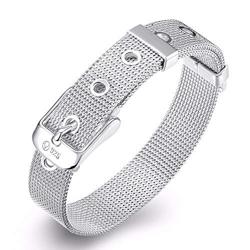 Intenst Silberarmband Aus Silber, Damen Armband Silber Ledergürtel...