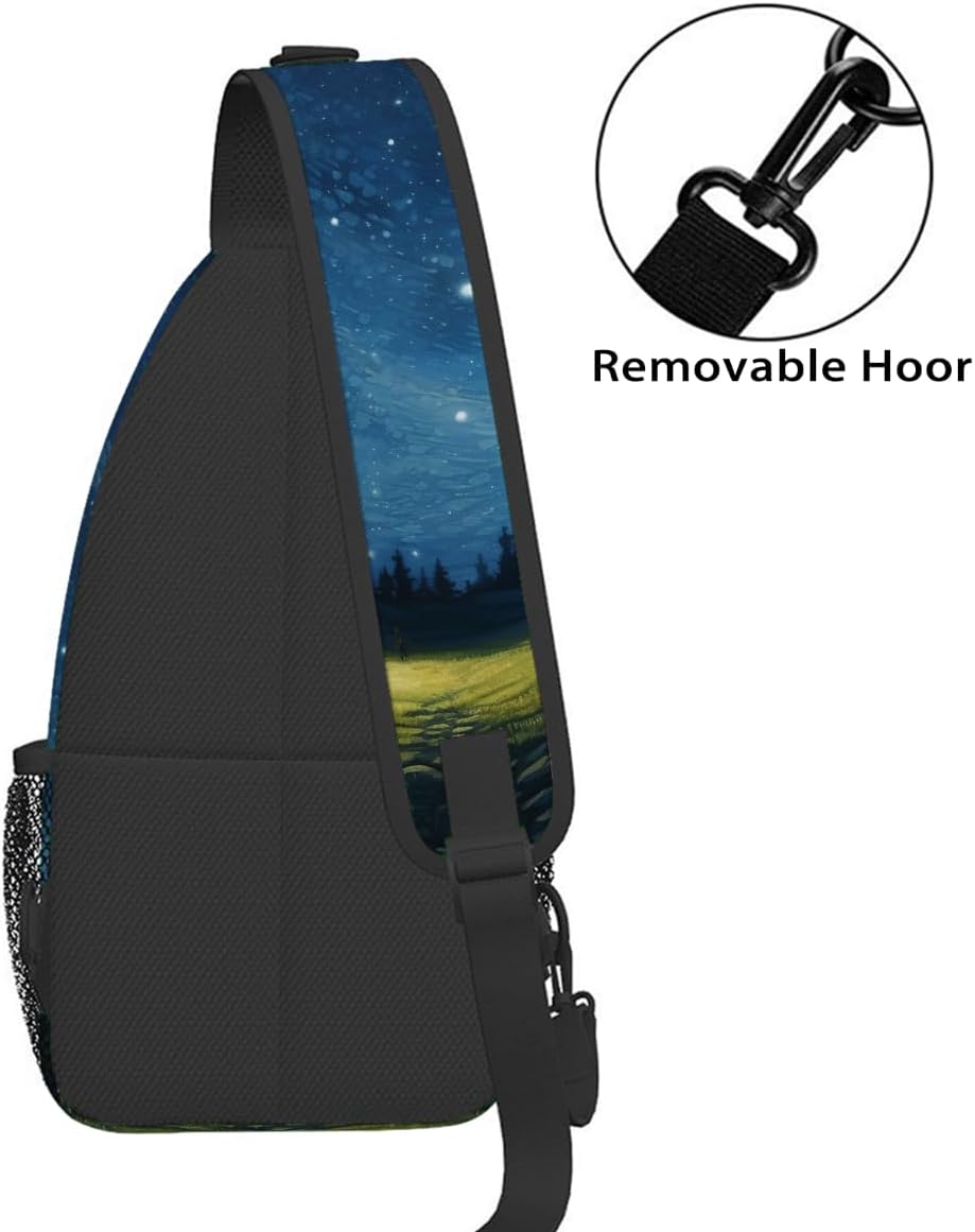Small Forest Galaxy Nebula Sling Bag for Women Men Lightweight Chest Bag Crossbody Daypack Anti Theft Shoulder Backpack with Adjustable Shoulder Strap for Outdoors Sports Hiking Travel