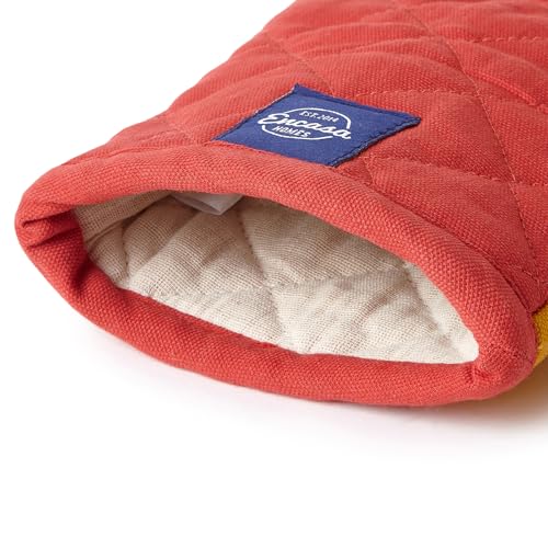 Encasa XO Heat Resistant Cotton Oven Gloves Mitts (2 Pc Set) - Quilted & Safe 17x29 cm - For Kitchen, Cooking & Baking, Grilling, Handling Hot Pots & Pans - Mango - Image 4