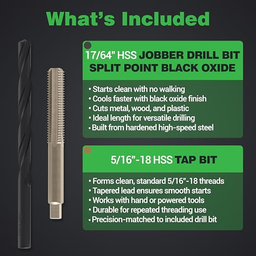 Hovr Solutions Aluminum Floating Shelf Installation Pack with 1x17/64 Steel Drill Bit and 1x5/16 Tap Bit for Hovr Bracket System by HOVR - Image 2