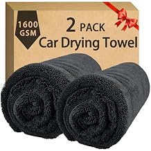 2-Pack Double Sided Car Drying Towel28"x36",1600 GSM Super Absorbent Microfiber Drying Towels for Cars,Streak-Free,Scratch-Free,No Water Spots,Machine Washable