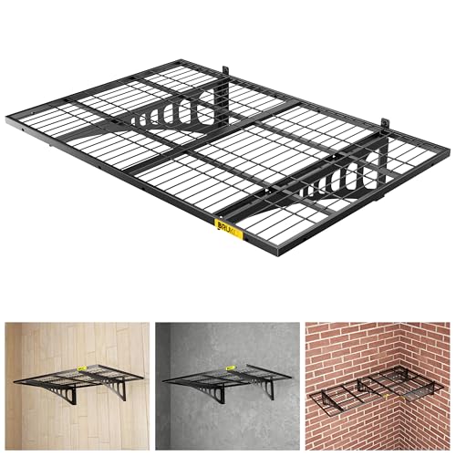 Brukid 2x3ft Adjustable Rail Wall Garage Storage Shelf, Tool Room, Supermarket Wall Storage Shelving Rack (1 Pack-Black)