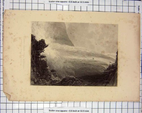 Old-print Gravure En fer à cheval d'Allom de Caverne de Niagara d'Automne Old-print Gravure En fer à cheval d'Allom de Caverne de Niagara d'Automne