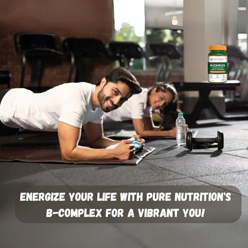 Image of Pure Nutrition Vitamin B Complex Supplements with 100% RDA of B1, B2, B3, B5, B6, B9 | Boosts Immunity, Supports Hair Growth, Energy & Overall Health for Men & Women - 120 Veg Tabs