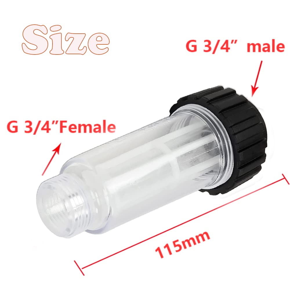 Filtro de Agua Hidrolavadora, Filtro Hidrolimpiadora para Casa Rodante, Bomba de Jardín para Prefiltro de Agua de 3/4 Pulgadas con 3 Cartuchos de Filtro, 2 Adaptadores