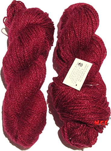 Image of M.G RABIT Mehroon 200 gm Wool Hank Hand Knitting Wool /Art Craft Soft Fingering Crochet Hook Yarn, Needle Acrylic Knitting Yarn Thread Dyed
